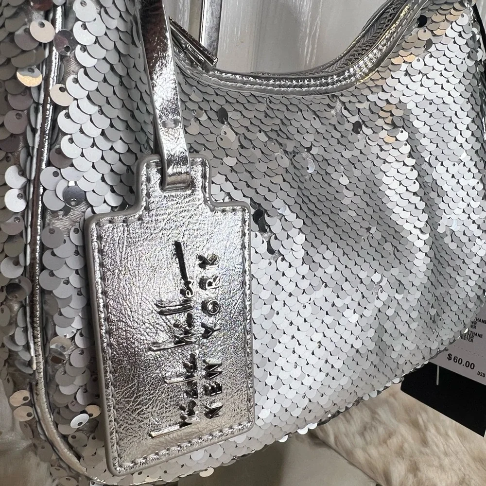 NICOLE MILLER SILVER SEQUIN MINI BAG NEW - Picture 4 of 8